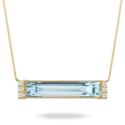 Doves Sky Blue Topaz and Diamond Necklace