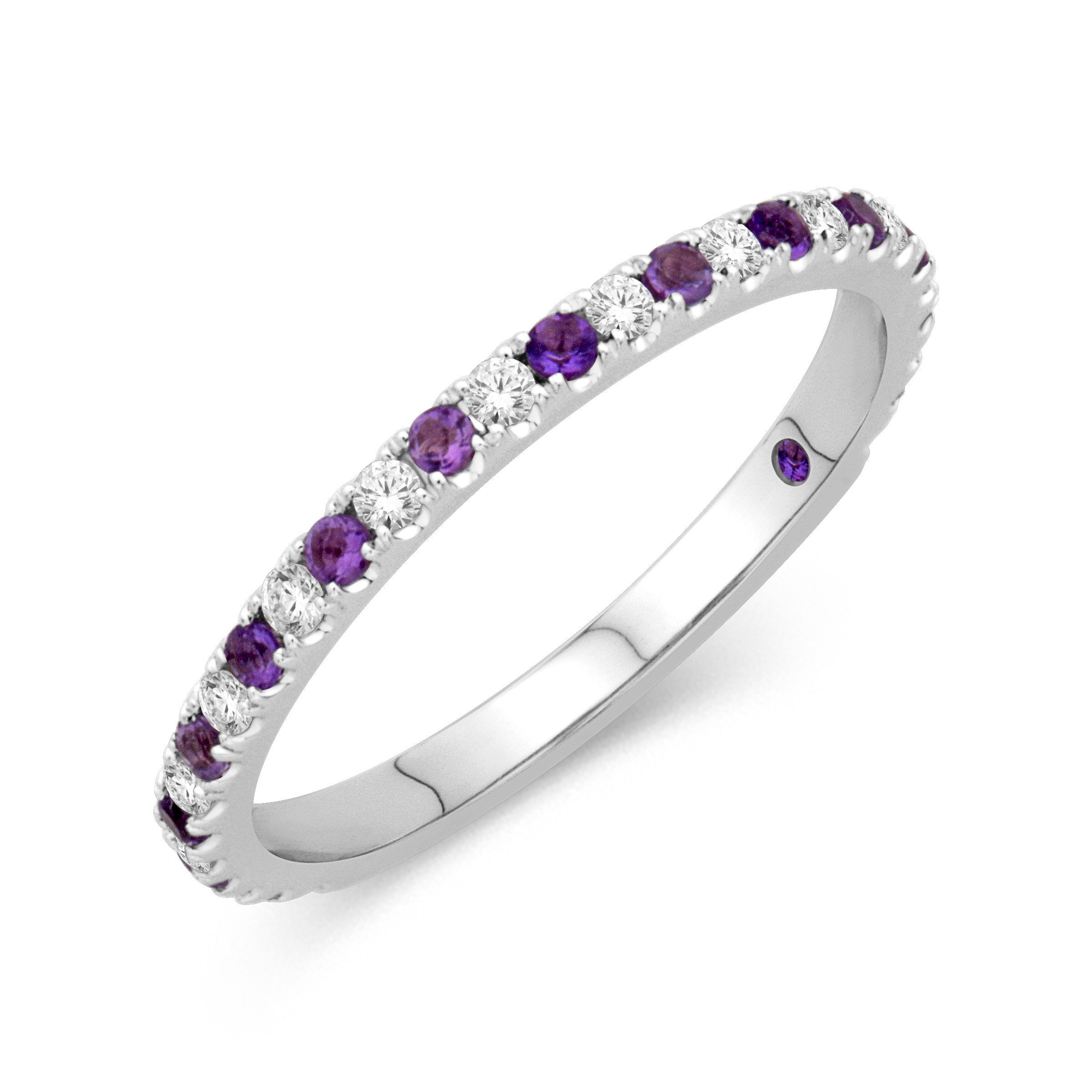 Diamond and Amethyst Birthstone Band