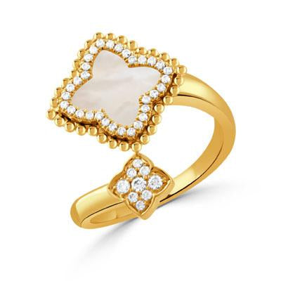 Doves Mother of Pearl and Diamond Ring