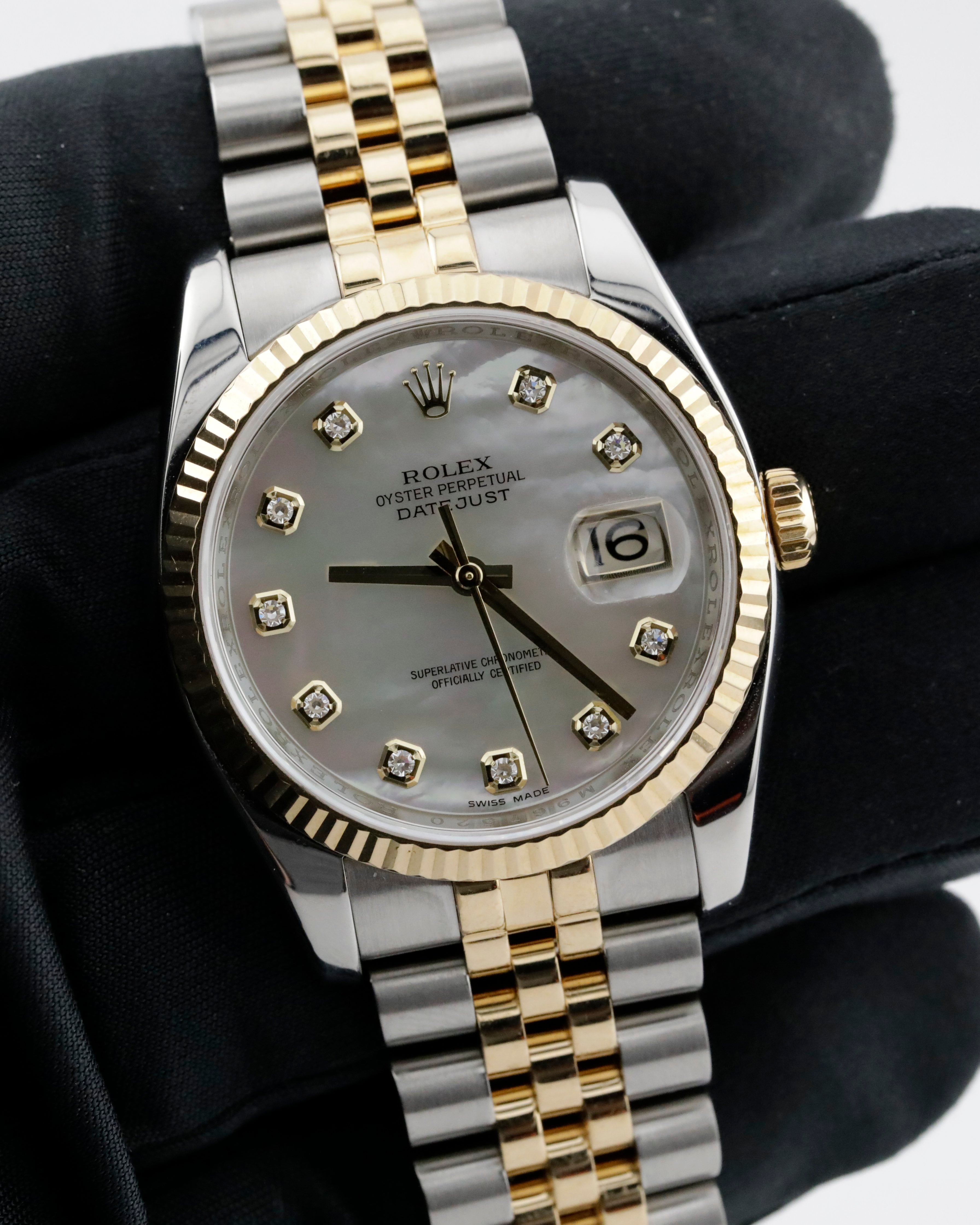 Pre Owned Rolex Datejust 36, Two Tone MOP Diamond Dial REF# 116233