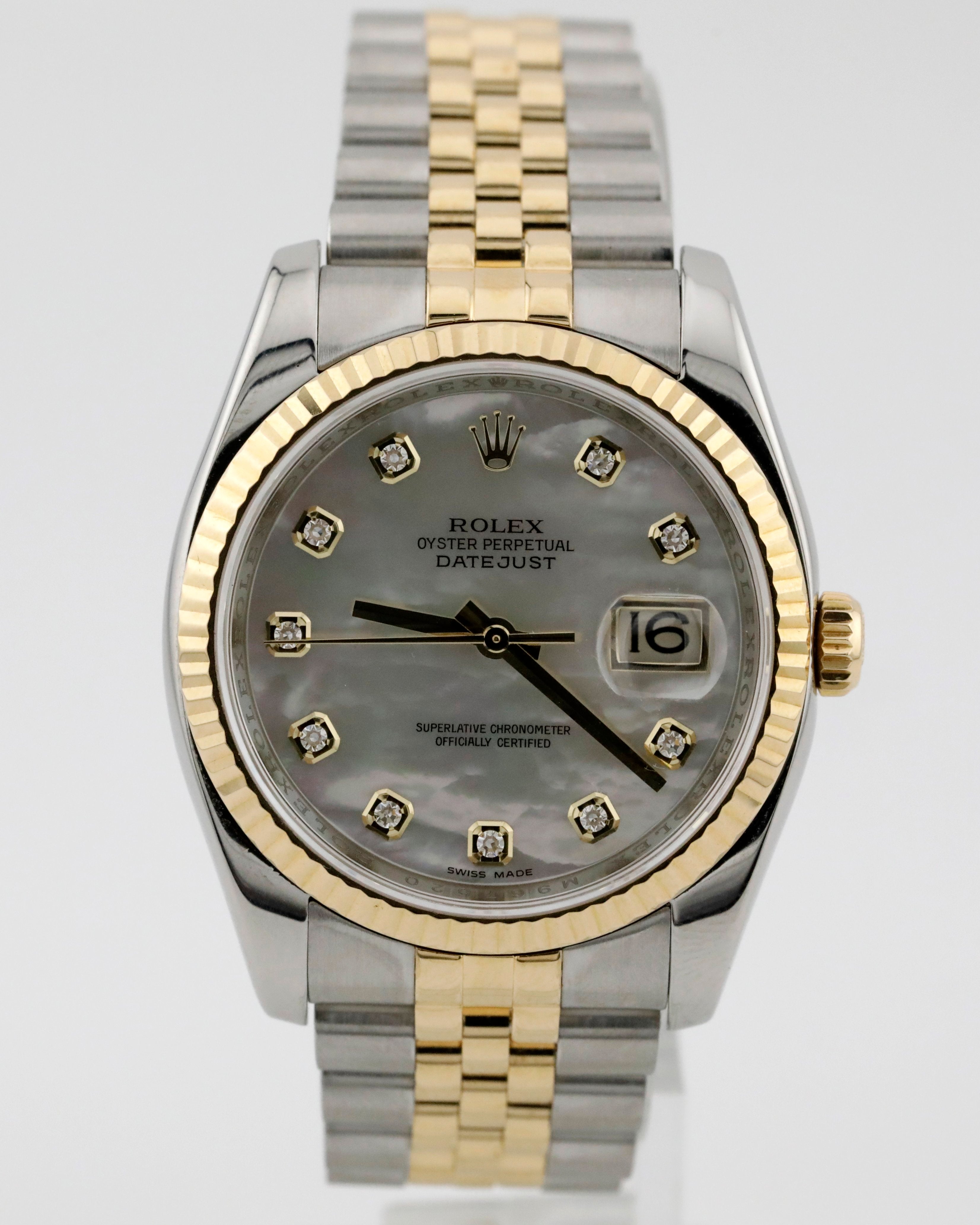 Pre Owned Rolex Datejust 36, Two Tone MOP Diamond Dial REF# 116233