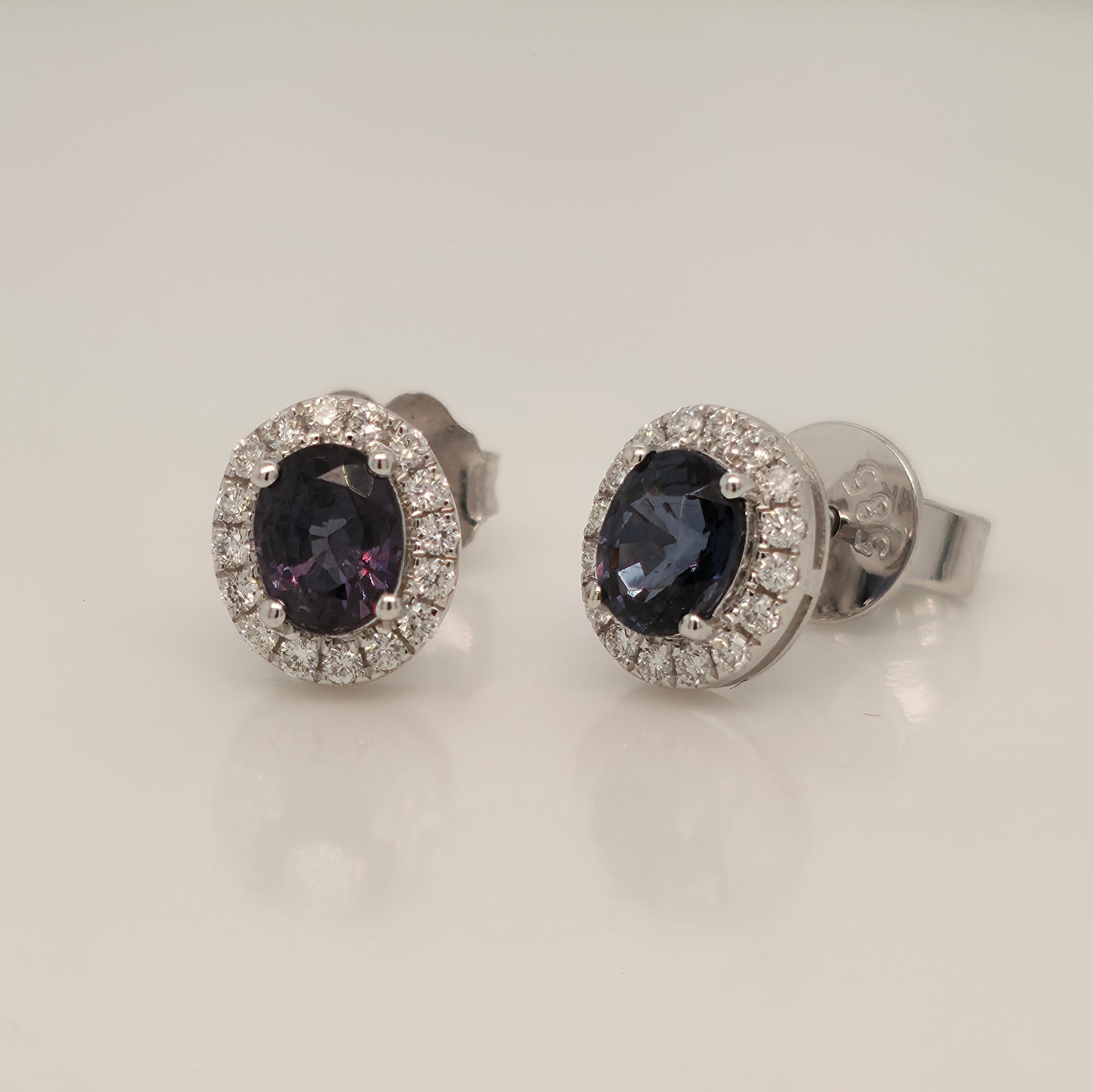 Alexandrite and Diamond Stud Earrings