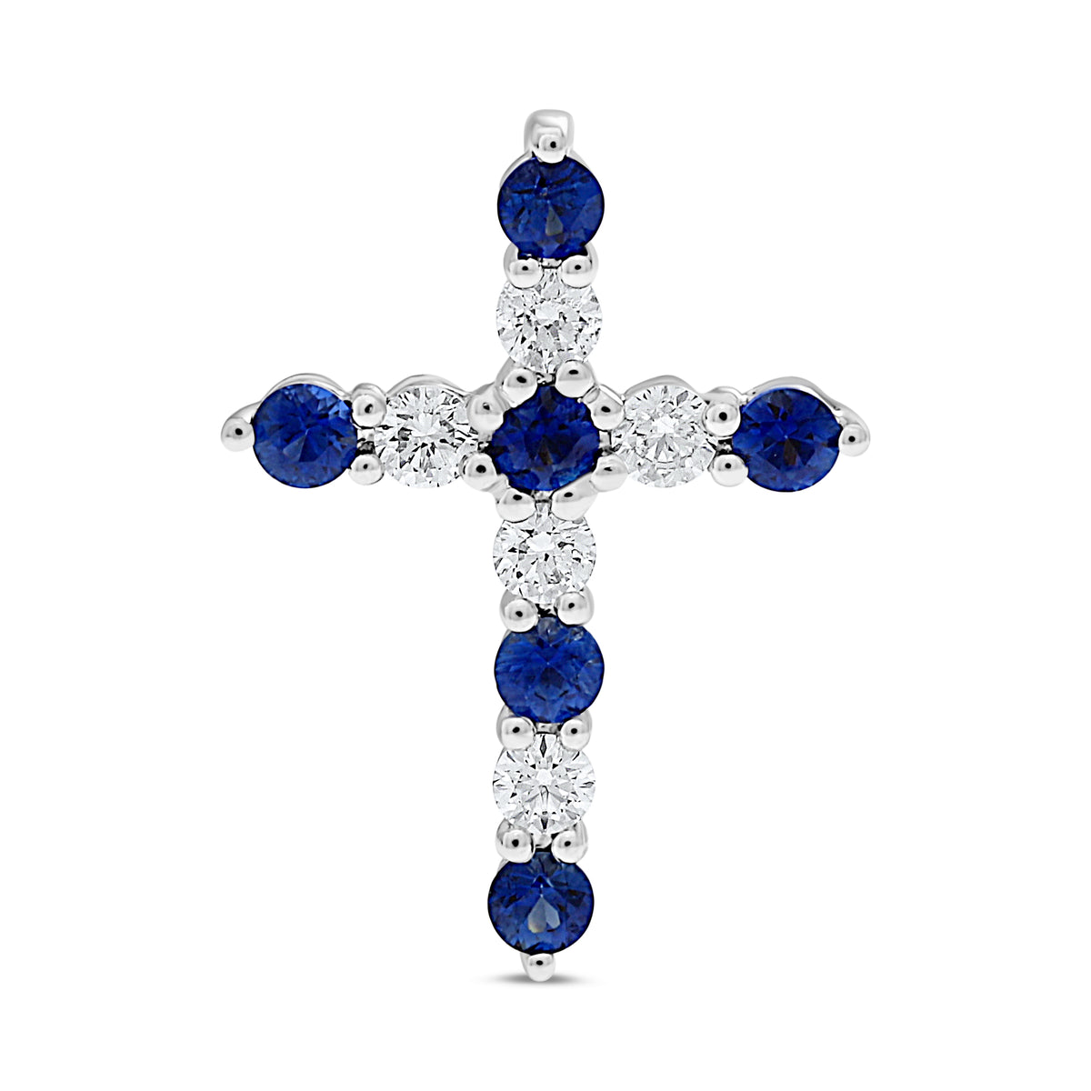 Diamond and Blue Sapphire Cross Pendant