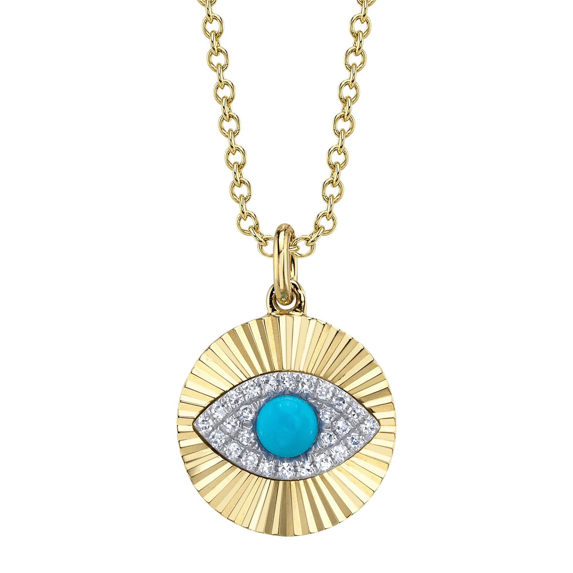 Shy Creation Diamond and Turquoise Evil Eye Pendant